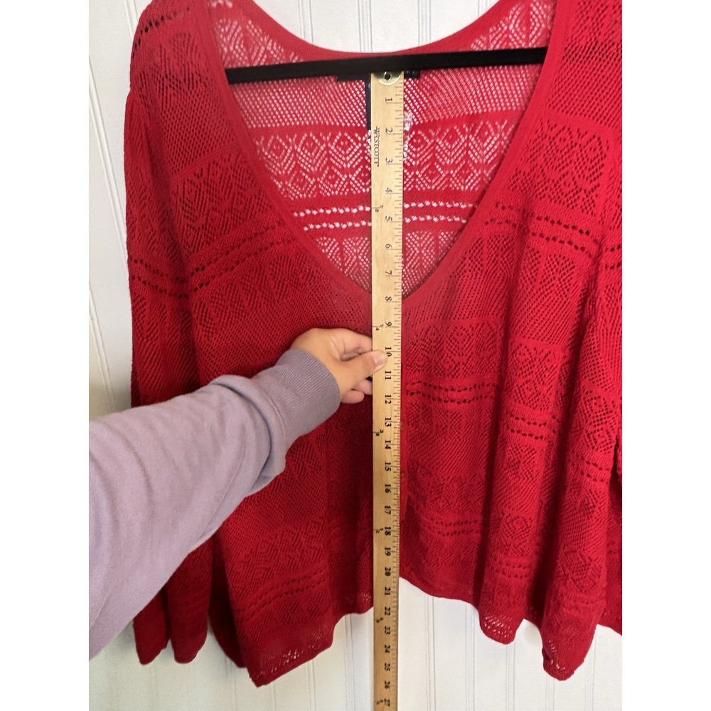 Denim 24/7 Shrug Cardigan Crop 4X Red Crochet Open Knit Y2K Classic NWOT NEW - Picture 7 of 8